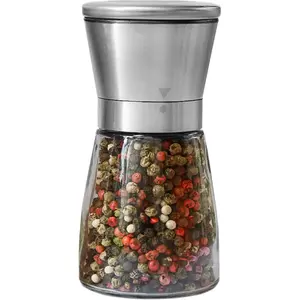 Pepper Grinder or Pepper Mill, Manual Salt Grinder Refillable with Adjustable Coarseness, Black Pepper Grinder Made of Stainless Steel, Himalayan Salt and Sea Salt Grinder