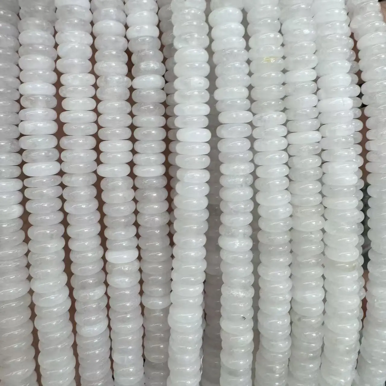 Premium White 2x6mm Round Natural Stone Spacer Beads - No Battery Needed, No Warning Applicable, Semi-Finished DIY Jewelry Making Supplies for Elegant Bracelets, Necklaces