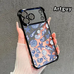 Phone Case for iPhone 17 Pro Max 16 15 Plus Air 14 13 12 11 E Abyss Opal Overture Pattern Four-corner Thickened Anti-drop Protective Silicone Cover Gift