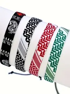 Boho Style Ethnic Arab Inspired Handwoven Wristband, Adjustable Fashion Braided Jewelry for Party, Daily Clothing Decor, Trendy All-match Jewelry for Birthday Gift, Stackable Bracelets, Trendy Stack Bangle