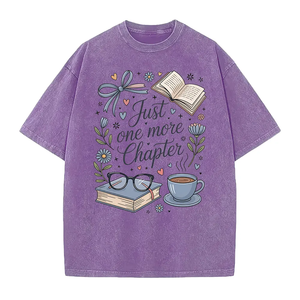 Just One More Chapter Shirt, Book Lover Shirt, Librarian Apparel, Bookworm Gift, Coffee and Book Shirt, Floral Bookish Shirt