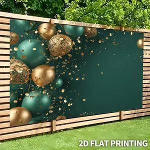 1pc 2D Flat Banner Green Golden Balloons Festive Celebration Party Background Cloth cm Modern Christmas Decorations for New Year's Eve & Wedding Receptions Birthday Party Supplies