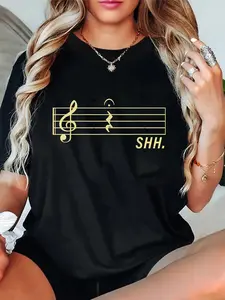 100% Cotton Music Art For Men Women Musical Note Musician Music Teacher T-Shirt