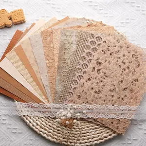15 count  Scrapbook Art Paper Craft Textured Paper Colorful A5 Sheet Mesh Special Paper Mix for Scrapbooking Junk Journal Journaling Supplies DIY Materials,5.8x8.2 inches (Brown)