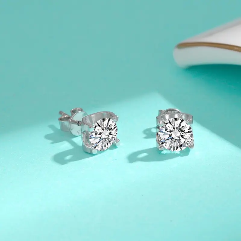 .925 sterling silver vvs 1.00ct stud earrings