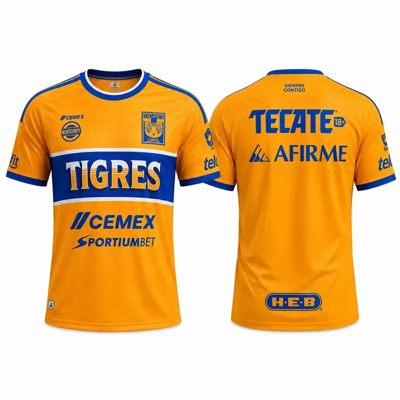 Tigres UANL Yellow Soccer Jersey, Monterrey Liga MX Football Fan Shirt, Short Sleeve Athletic Jersey for Men & Women