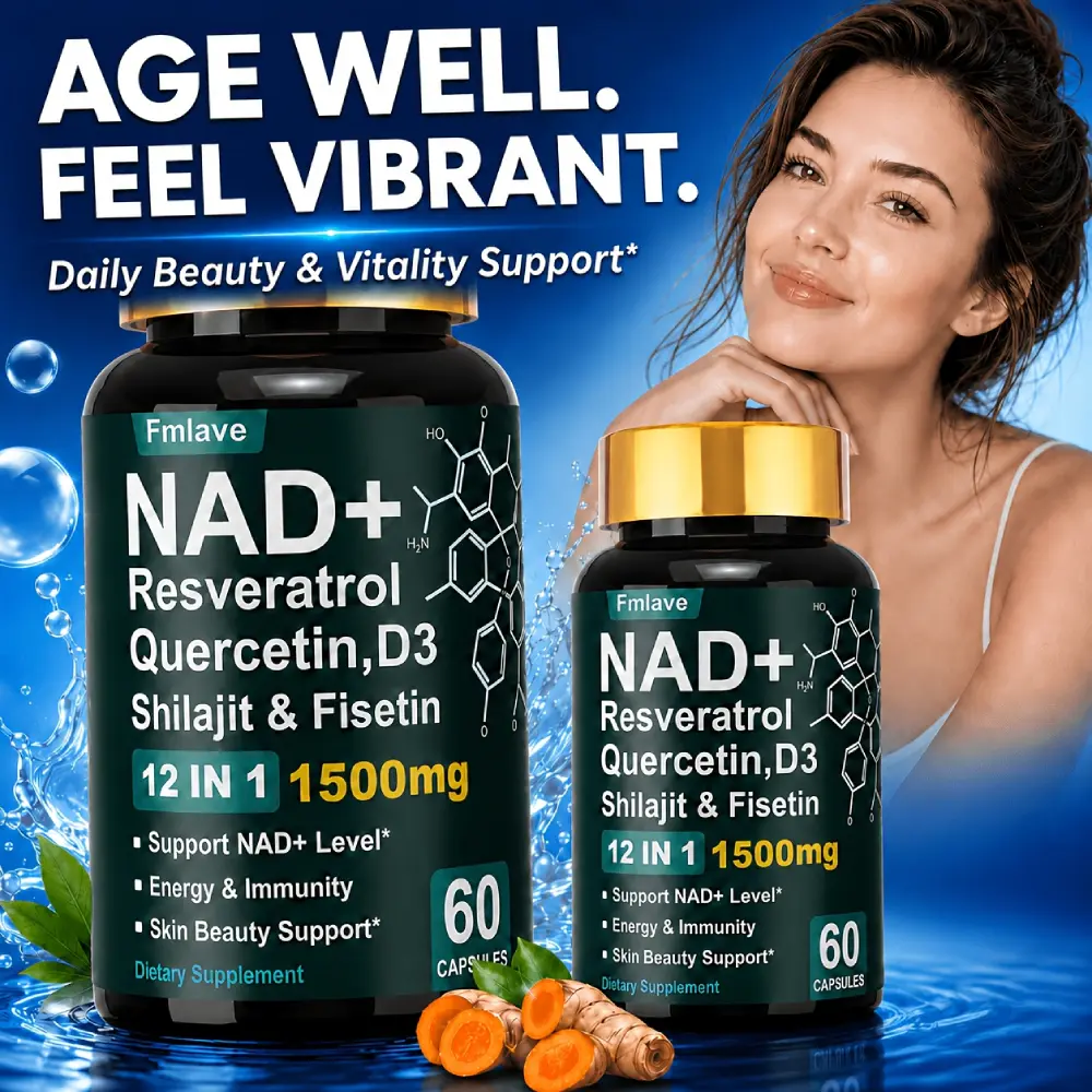 NAD Plus Supplement 12 in 1 with Resveratrol Fisetin Turmeric Black Pepper Daily Wellness Formula
