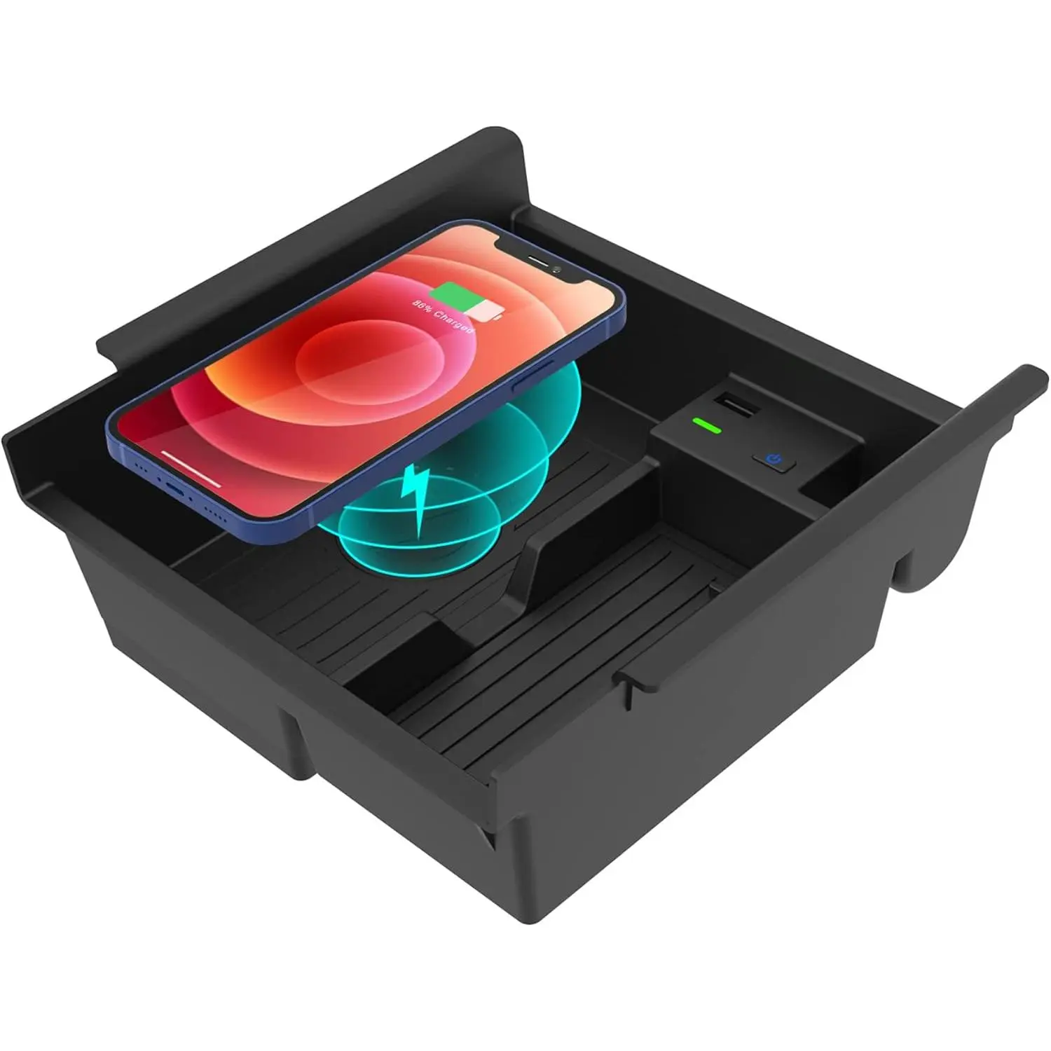CarQiWireless 2024 Upgraded Wireless Charging Tray - Customized Design Center Console Organizer for Toyota 4Runner 5th Gen SR5 TRD Off-Road 2010-2024, Organized Truck Accessories