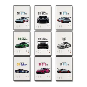 9pcs/set Unframed Aesthetic Luxury Sport Off-Road Cars 900 Nordic Supercar Brand Car Poster Rocket SVR 911 Canvas Print Wall Art Garage Room Decor