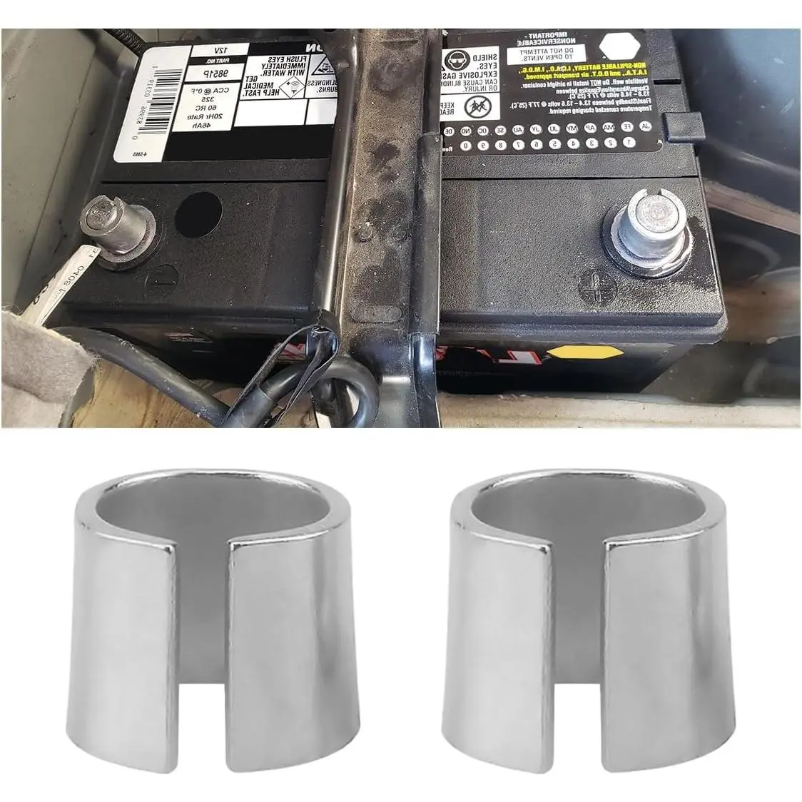 2pcs Compact Car Battery Post Shims - Pure Lead Rustproof Adaptor Sleeves, High Conductivity Spacers for Conducting Power, Tool-Adjustable for Positive & Negative Posts, Universal Fit for Cars, Boats