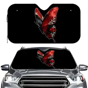 1pc Car Windshield SunshadeRed and Black Gilded Rose Premium Car Sunshade, and Heat Insulation, -exposure, Interior-aging, Car-specific, Portable and Foldable, Universal Model, Excellent Light-blocking