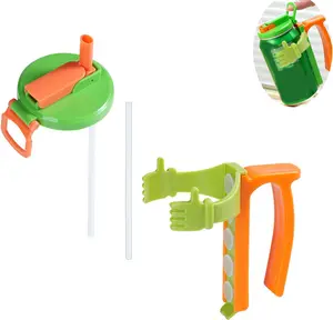 Can Holders for Drinks Covers with Handle ,1Can Covers with Straw + 1Can Holder with Handle , for Soda, Beer, Pop ,Easy to Hold Leak-Free pasta straw silicone Heavy Duty Magnetic Bottle