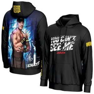 John Cena You Can’t See Me Hoodie, Black Catchphrase Graphic Pullover, Bold HLR Streetwear, 16x Champ Collector Outfit, Trendy Wrestler Apparel