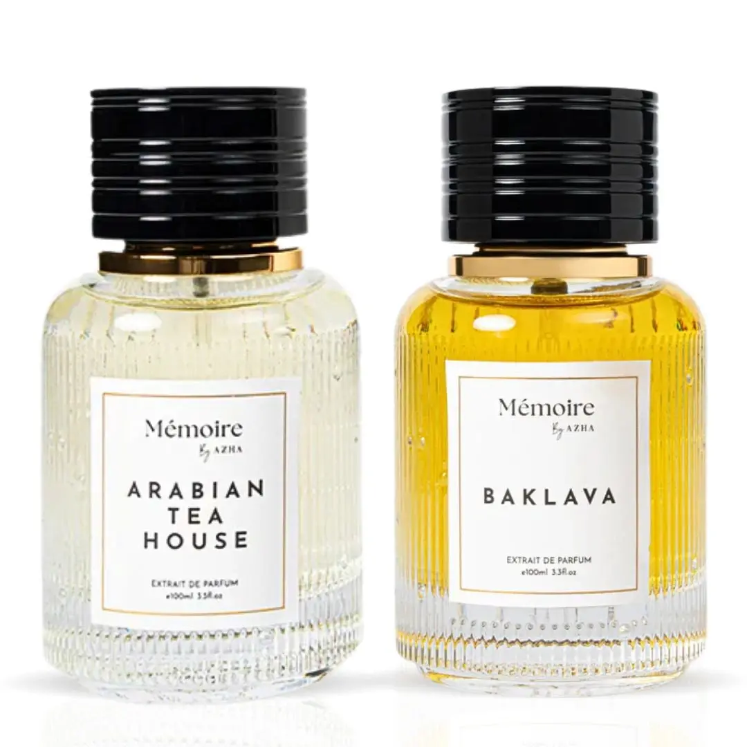 Arabian Tea House & Baklava Extrait de Parfum Sprays 100ml (3.3 OZ) - Memoire Collection by Azha | Rich Traditions Meet Decadent Sweetness (Bundle)
