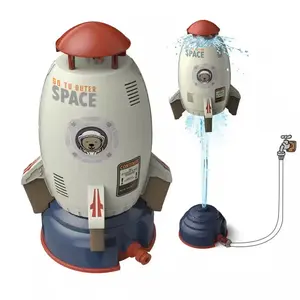 Rocket Water Sprinkler Toy Hose-Powered Spinning Rocket - Outdoor Lawn Garden Water Play Toy Light Grey