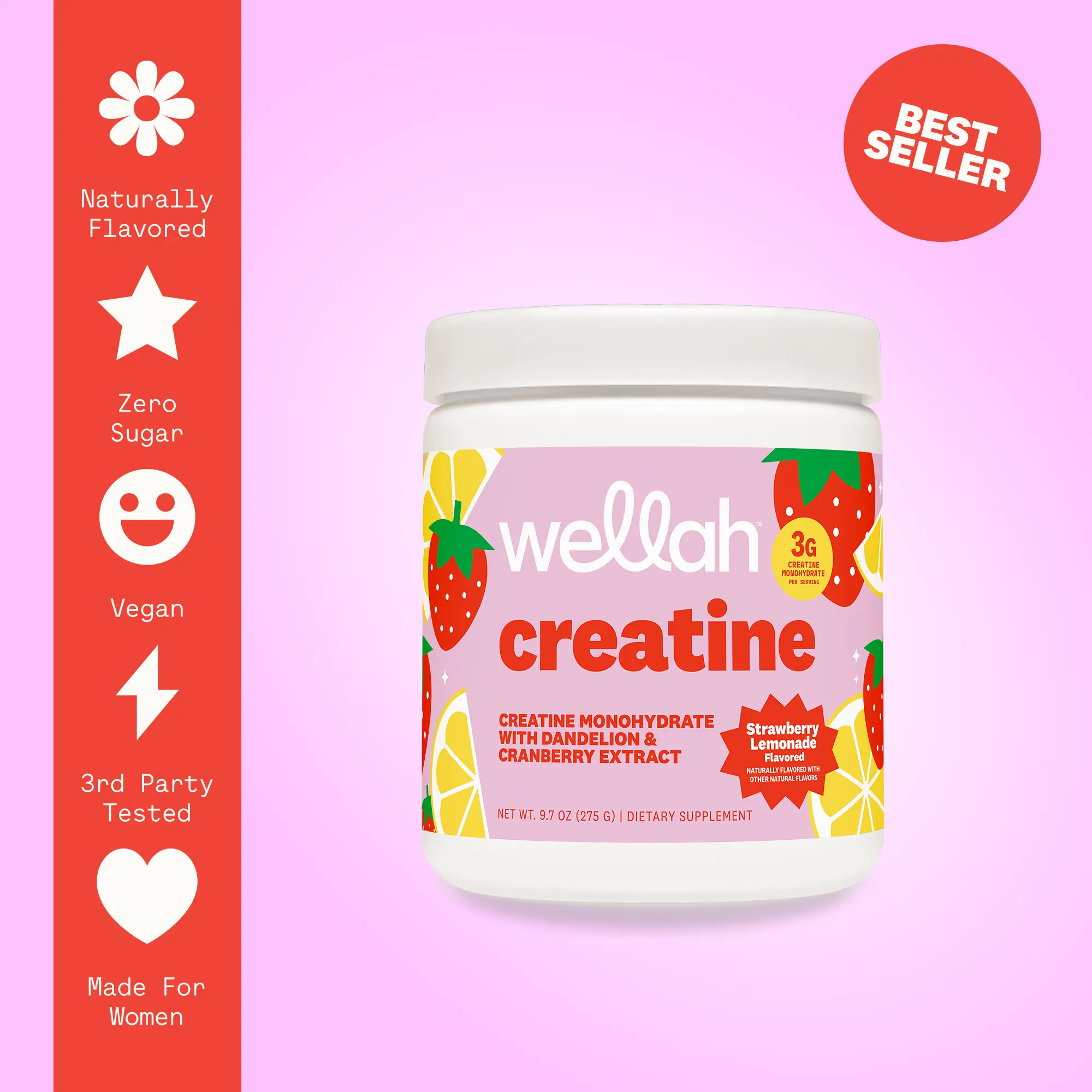 Wellah Nutrition Creatine Monohydrate | 50 Servings | 3g Creatine | Supports Energy, Muscle Recovery & Strength, Cognitive Health Dietary Supplement Powder