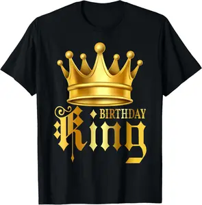 Birthday King Matching Couple Costume Birthday Party Men Boy T-Shirt Pure Cotton Graphic Tees Menswear Top: Gifts for Men & Women
