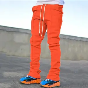 Men's Casual Pants 2025 Summer Solid Color New Design Custom Flare Sweat Pants Street Wear Men Pile Up Stacked Pants For Men(Sheets)