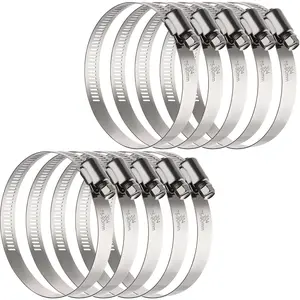Large Hose Clamps, 10 Pack 3 Inch Stainless Steel Hose Clamps Adjustable from 2-15/16"-3-1/2"/75-90mm, Metal Worm Gear Duct Clamp for Air Ducting, Dryer Vent Hose,  Line, Automotive