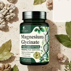 Chelated Magnesium Glycinate 1000mg – Calm, Sleep, Bone & Nerve Support Supplement | 60 Capsules