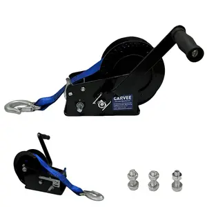 Garvee 3500lbs Heavy Duty Boat Trailer Winch with 33FT Strap, Dual-Speed 4:1/8:1 Gear Ratio, and 2-Way Ratchet - Professional Hand Crank Winch for Boats, Trailers, Trucks, RVs, ATVs, and Jet Skis