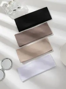 Fashion Solid Color Hair Band Set (4 Pcs), High Stretch Sweat Absorbent Design, Ideal Daily Accessory for Both Genders, Comfortable Elastic Headbands
