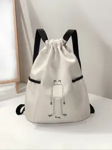 Unisex Frog Print Drawstring Backpack, Large Capacity Durable Fitness Bag, Adjustable Shoulder Straps, Ideal for Travel Hiking Camping