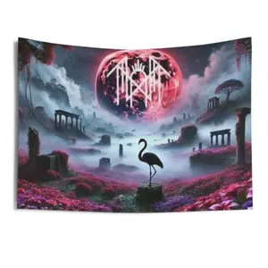 Sleep Token Psychedelic Ruins Flower Pattern Tapestry 3x5 FT - Polyester Alternative Metal Wall Hanging for Bedroom & Gaming Room Decor, Dark Fantasy Aesthetic Banner