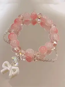 Set Vintage Lock Bracelets for Women - Pretty Bracelet, Sweet Pink Beaded & Faux Crystal, Perfect Gift for Best Friends & Christmas, Best for Christmas, Jewelry Bracelet, Beautiful bracelets, Fashionable bracelet