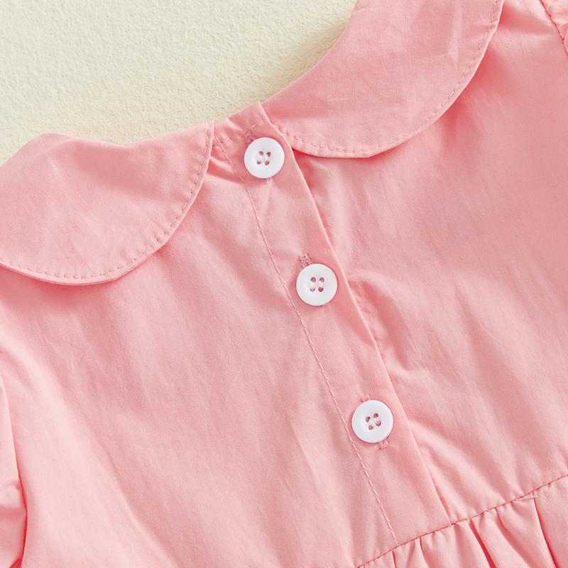 Toddler Baby Little Girls Easter Outfit Short Sleeve Smocked Embroidery Rabbit T-shirt with Elastic Waist Shorts Outfit 3M-3Y