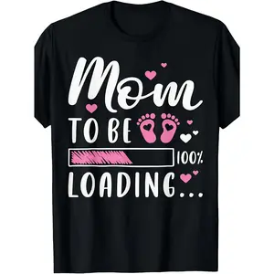 [100% Cotton] 100% Cotton Fun Pregnancy Announcement T-Shirt for Women - Mother Is Coming! Featuring Footprint and Heartbeat Designs - Pregnancy Announcement T-Shirt - Cute Baby Welcome Outfit, Comfortable Crew Neck, Moisture-Wicking, Street Style, Suitab