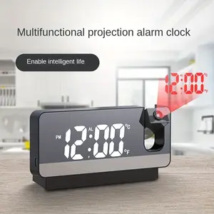 Projection Alarm Clock, Digital Wall Clock, Bedroom Digital Clock Suitable For Heavy Sleepers Adults, 180° Projector Dimmer USB Plug Bedroom Ceiling Projection Clock