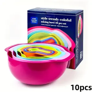 10 Piece Rainbow DIY Baking Set, Measuring Cup and Spoon, Multifunctional Mixing Bowl, Kitchen Supplies, Stackable Design