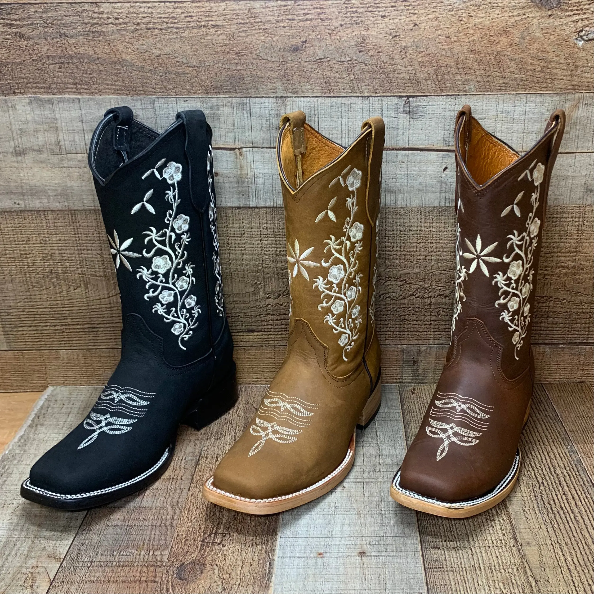 Women's Western Rodeo Cowgirl Boots Genuine Cow Leather Handmade in Mexico Est. 254