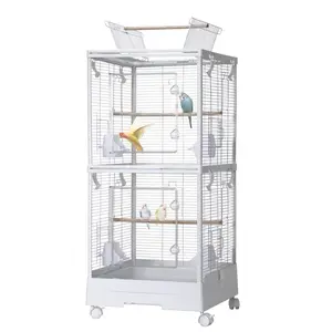 40'' Flight Bird Cage, Parakeet Cages with Rolling Stand & Wheels, Wide Birdcage for Parrots Cockatiels Conure Budgie Canary Finch Lovebird
