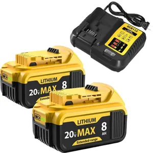 2 Pack 8.0Ah Replace Battery Compatible for DeWalt 20V MAX Battery DCB200 DCB204 DCB206 DCB206-2 DCB201 DCB203 DCB181 DCB180 DCD/DCF/DCG 20 Volt XR Battery