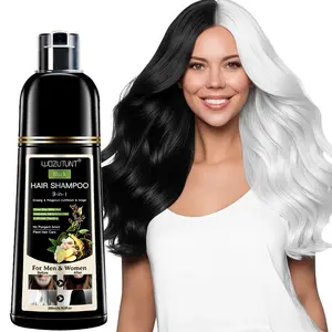 3-in-1 Black Hair Dye Shampoo Herbal Formula with Ginseng Covers Gray Hair Natural Plant Haircare for Salon-Quality Results Flawless Radiant