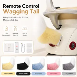 Remote Control Electric Wagging Car Tail, Fluffy Plush Moving Tail Decoration for Scooter Motorcycle Car Rear, USB Rechargeable Cute Vehicle Exterior Accessory
