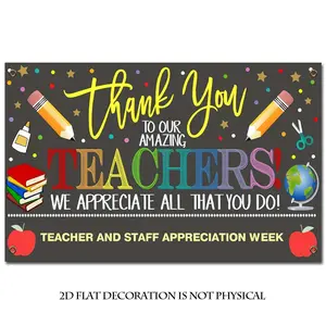 1 piece, 70.9*43.3 inches, Teacher Appreciation Week background banner, school classroom decoration, thank you teacher office backdrop, Decoration Banners
