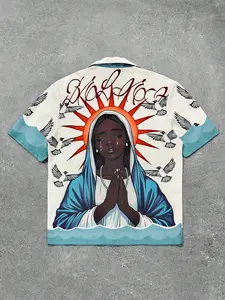 Men's Short Sleeve Printed Casual Fitted Shirt, Simple Design Button Front, Daily Wear, Holiday Style, Fashionable Outdoor Travel Tee, Button Front Shirts