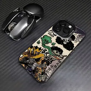 Cartoon Character Brook Jinbei Phone Case for iPhone 16 15 14 13 12 11 Pro Max X XR XS Max 8 7 Plus Shockproof Matte Back Cover Durable Protective Casing