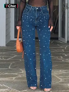 Women's High Elasticity Wide Leg Jeans Pants, Casual Loose Fit Denim Trousers for All Seasons, Comfortable Fashion Apparel