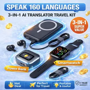 JOCHK 5-in-1 Ultimate Tech Bundle: AI Translator Earbuds (160+ Languages), MagSafe Power Bank, Smartwatch & Cables