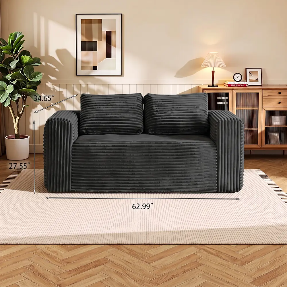 63" Gray 2-Seater Sofa