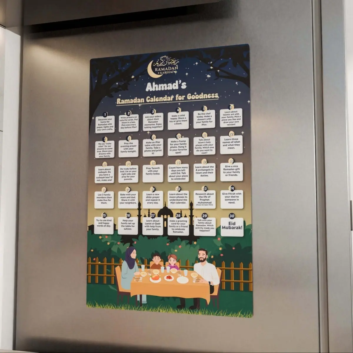 Personalized Ramadan Calendar for Goodness – Acrylic Islamic Wall Art Decor