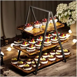 Cupcake Stand Wooden Cupstand Shelf Wood Cupcake Organizer Paper cup cake shelf, fashioned wood 3 -layer dessert shelf, free shipping，dessert table display kit, large capacity， 3 layers of vintage color