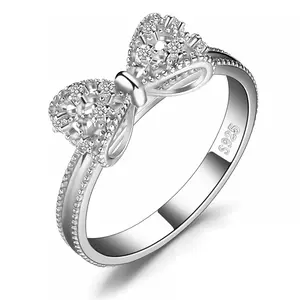 Women's Vintage Bowknot Ring - Copper Base, Bow Shape, Micro Pave Zircon Stones, Multi-Size Fashion Costume Jewelry, Ideal Daily Wear Gift for Couples