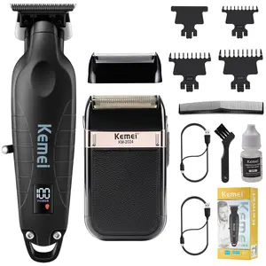 KEMEI Hair Trimmer for Men Professional & Waterproof Foil Shaver with Replaceable Foil Mesh, Zero Gapped Hair Clippers, Cordless Electric Razor for Men, Mens Grooming Shaving Kit, KM 2024, KM 2293 Black