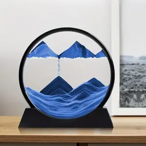 3D liquid sand art desktop ornament Figurine with round creative design and flowing visual art enhances office desks, study rooms, and home spaces, perfect for gifting, Decorative Figurines, Indoor Home Decoration