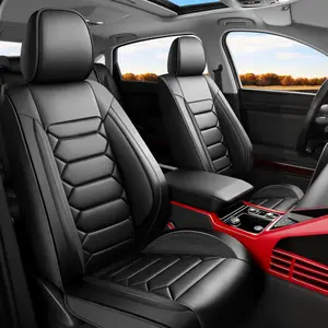 Fit Durango Car Seat Covers (5 Seats Full Set) Compatible with Dodge Durango 2008-2022 2023 2024-Full Coverage Breathable Leather, Airbag Compatible, Waterproof & All-Weather,Black